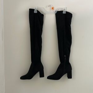 Black suede over the knee boots